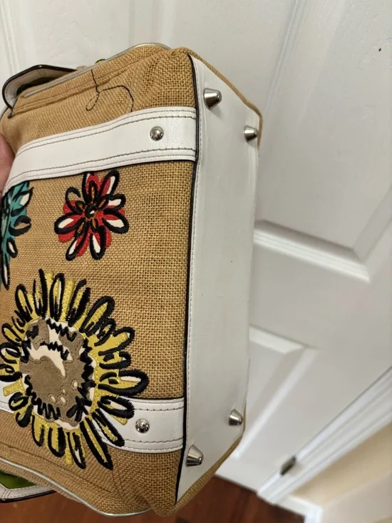 Coach VINTAGE Y2K LIMITED EDITION L053-9447 Straw Floral Bee/Butterfly Tote EUC - Picture 10 of 16